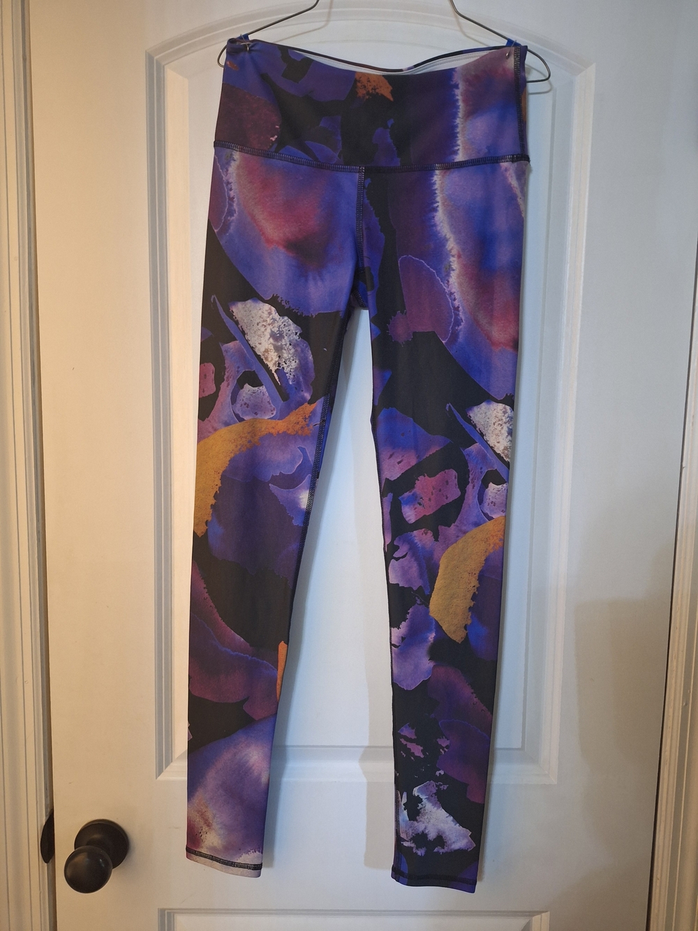 Active USA Purple & Gold Abstract Workout Leggings